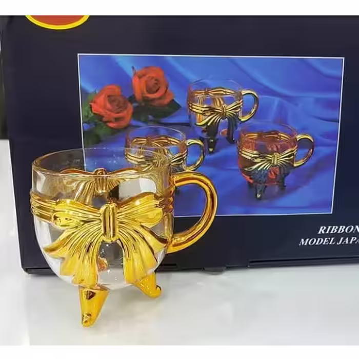 فنجان طلایی 3 پایه مدل پاپیون