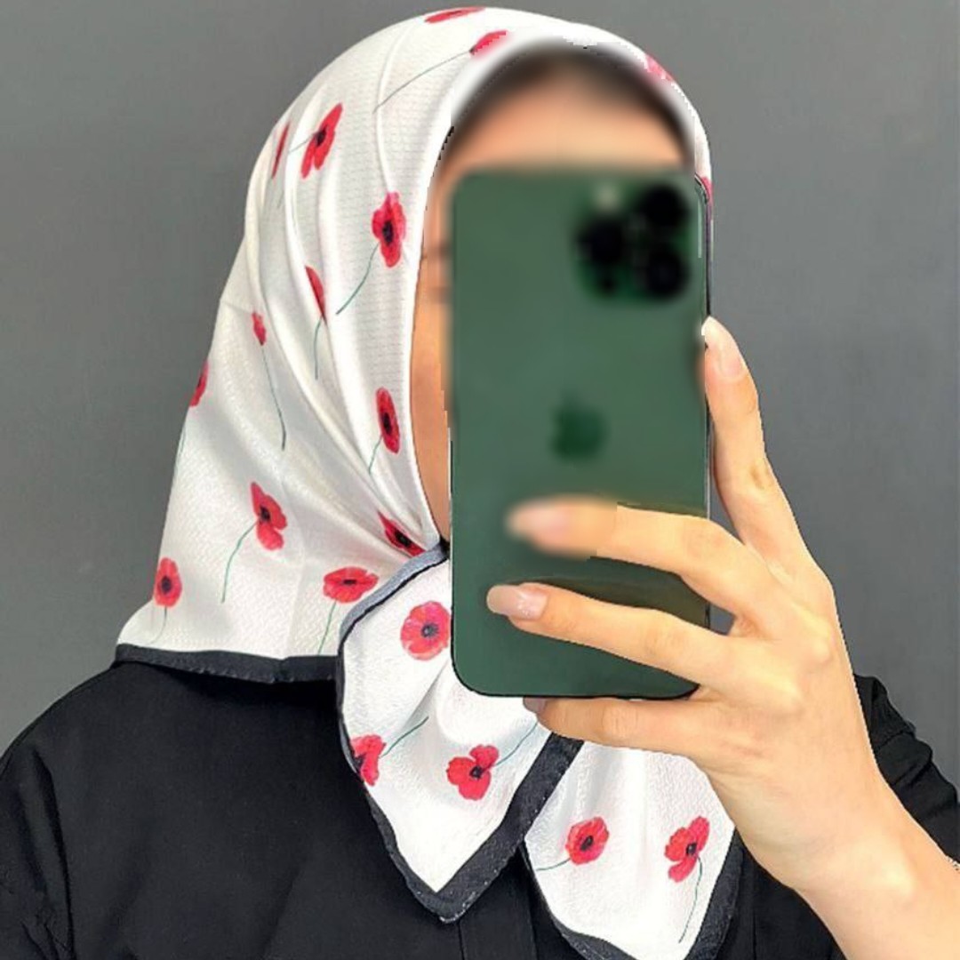 مینی اسکارف طرح گل شقایق ارسال رایگان