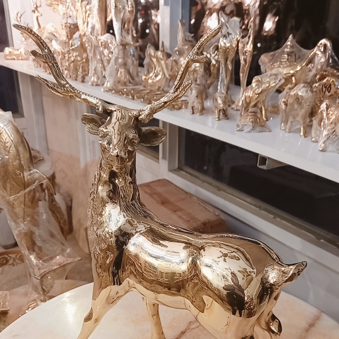 مجسمه گوزن شاخ دار سایز بزرگ تمام برنز