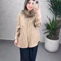 شومیز مانتویی نخ پنبه ترک گازوئیلی غزل