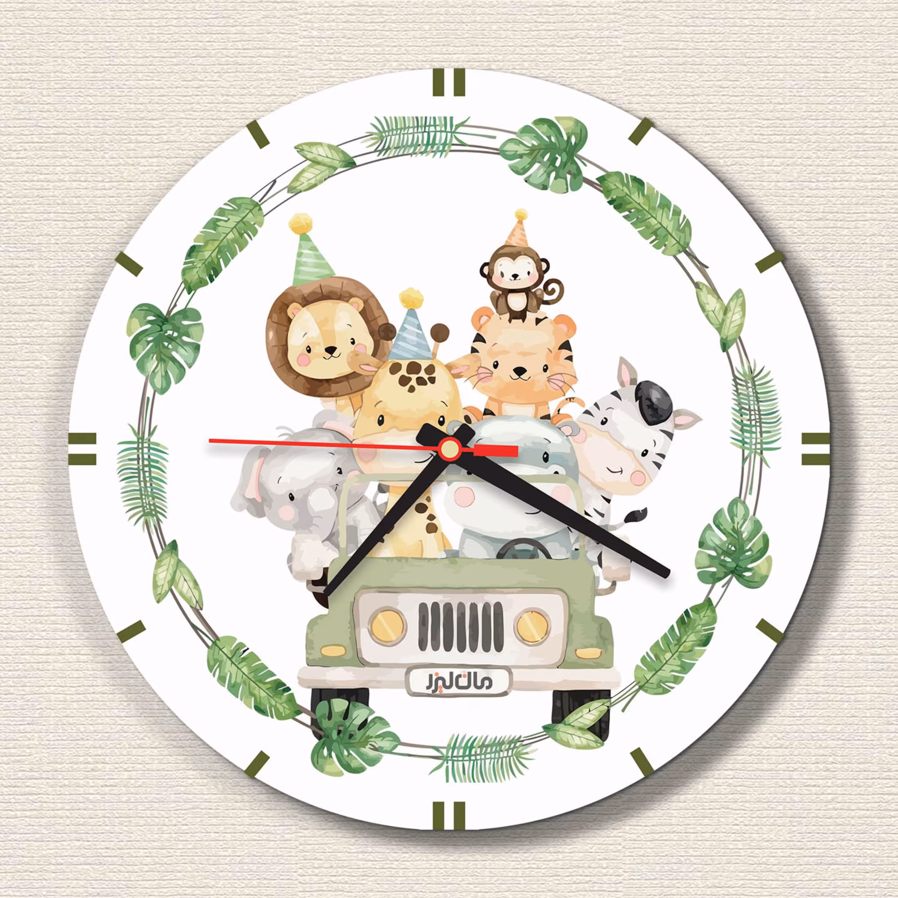 ساعت دیواری فانتزی اتاق کودک مدل اتومبیل حیوانات مان لیزر