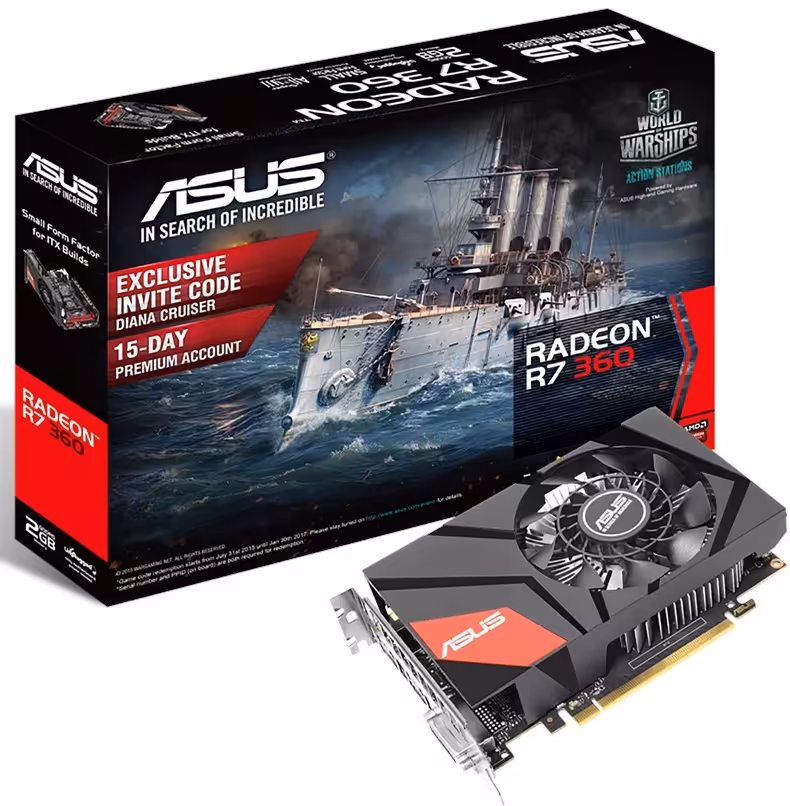 کارت گرافیک ایسوس مدل مینی آر 7 360 با حافظه 2 گیگابایت