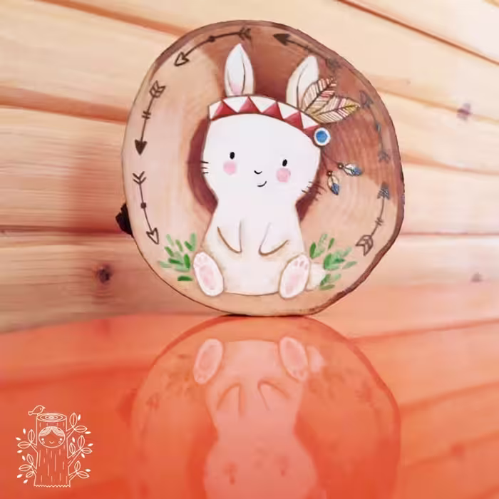دیوارکوب چوبی طرح خرگوش