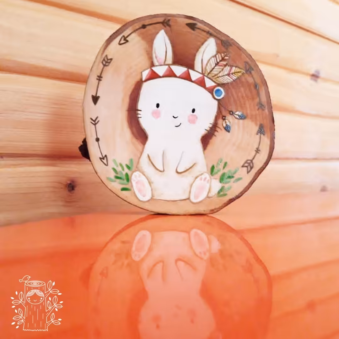 دیوارکوب چوبی طرح خرگوش