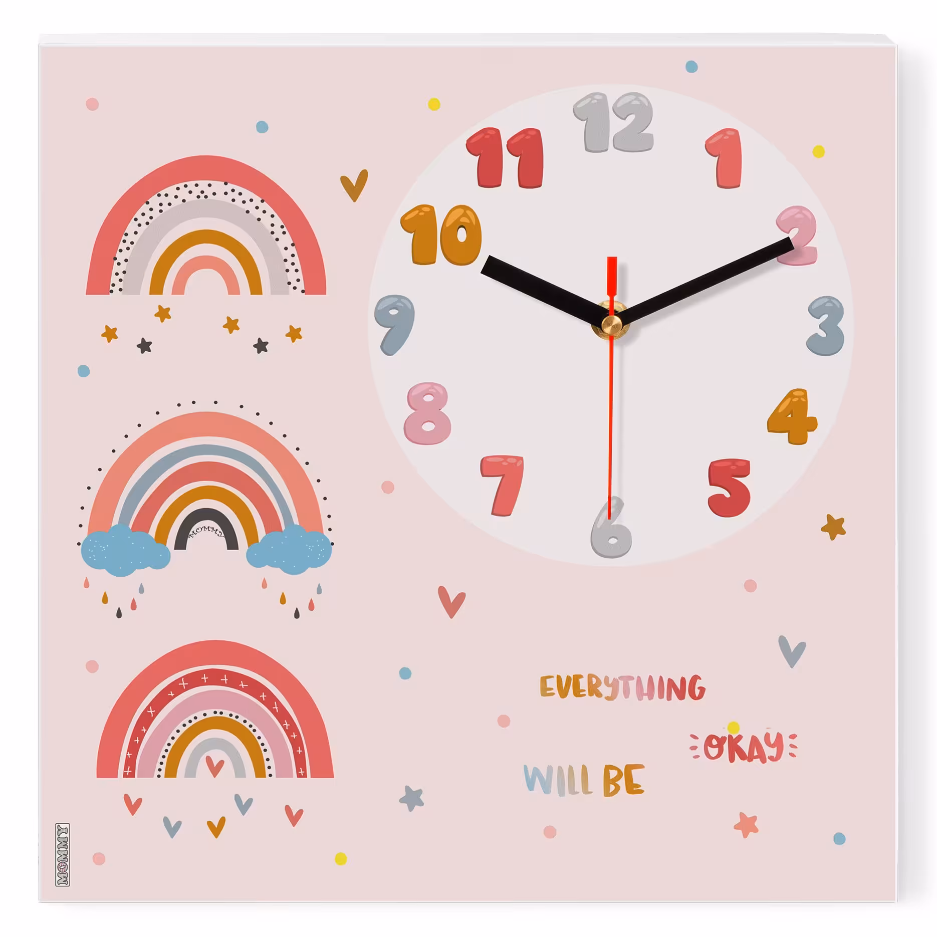 ساعت دیواری کودک MOMMY طرح رنگین کمان کد 1050