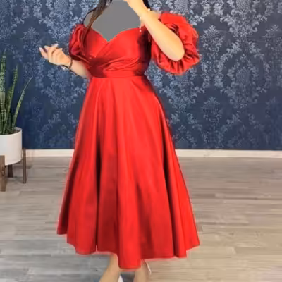 پیراهن مهمانی زنانه ساتن تافته مدل تونیک مجلسی رزیتا میدی