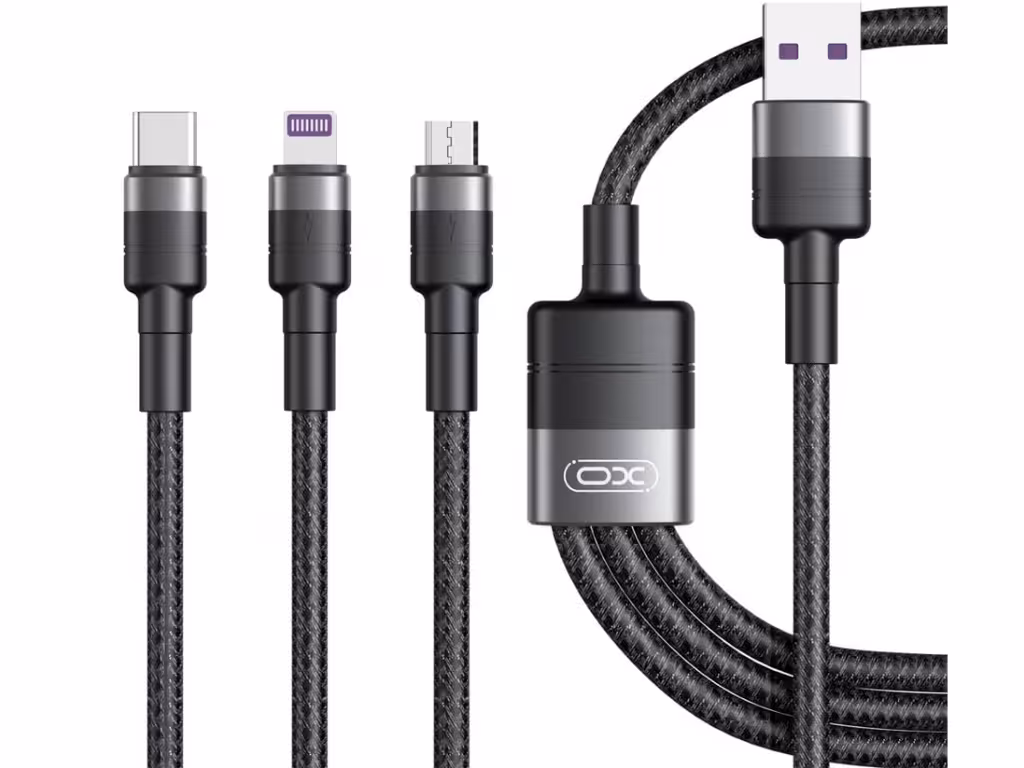 کابل شارژ سه سر ایکس‌او به طول 1.2 متر XO 3in1 40W FAST charge usb cable NB Q191
