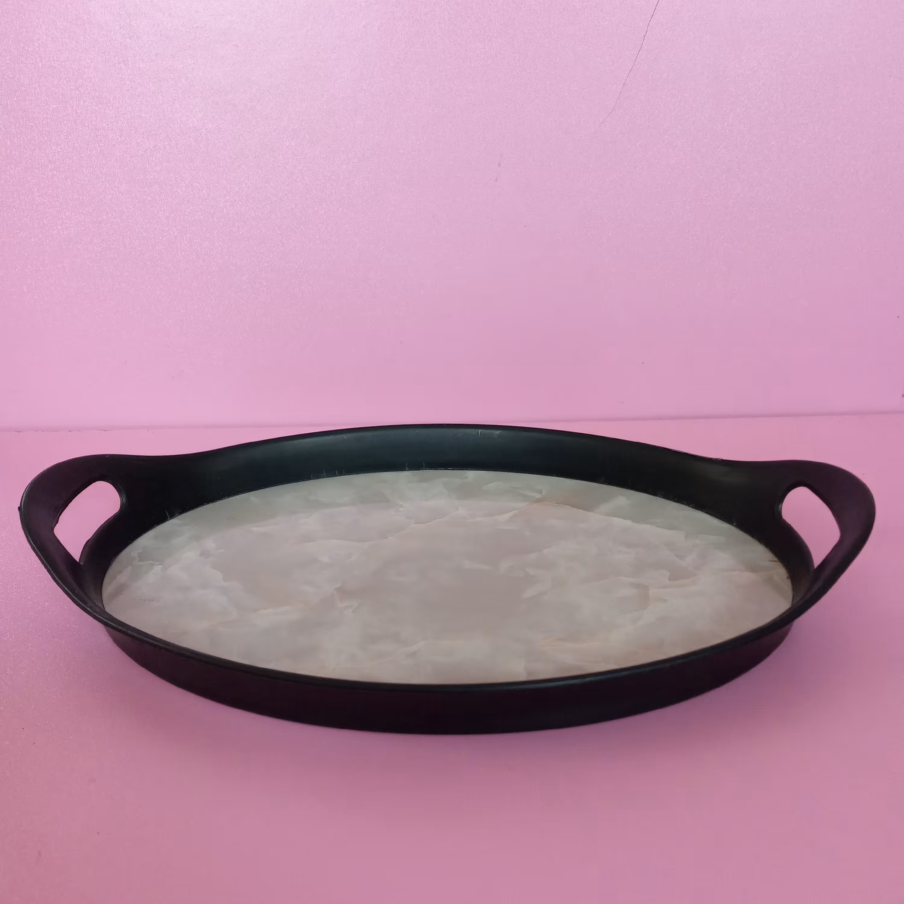 سینی طرح سرامیکی و طرح سنگی بیضی دسته دار جنس عالی 24 در 39 در 3 (سینی چای ) سینی سرامیکی 