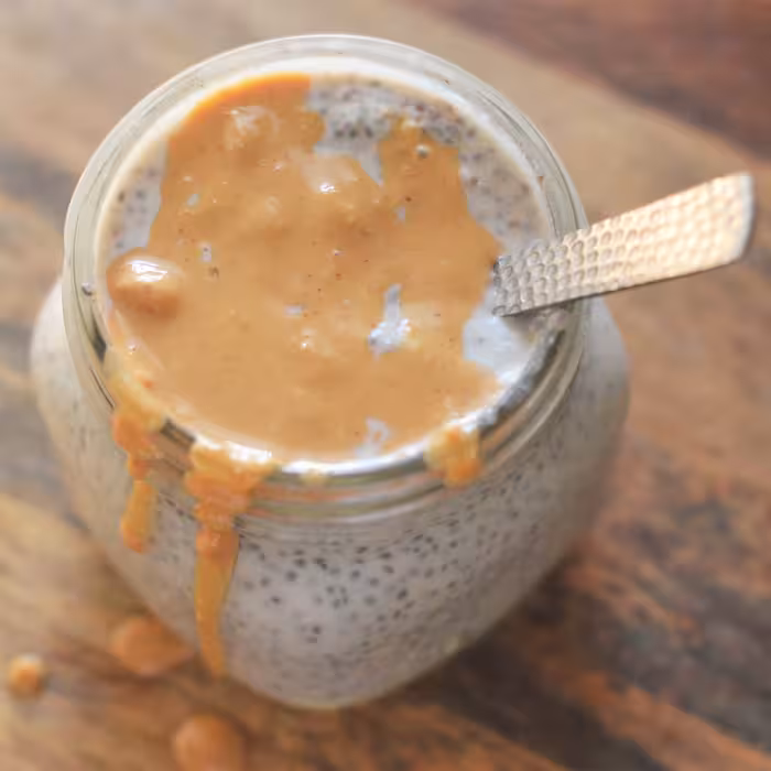 کره بادام زمینی با دانه چیا  peanut butter with chia seeds