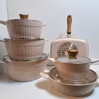 سرویس قابلمه  چدن  22 پارچه هافنر  رنگ کرم