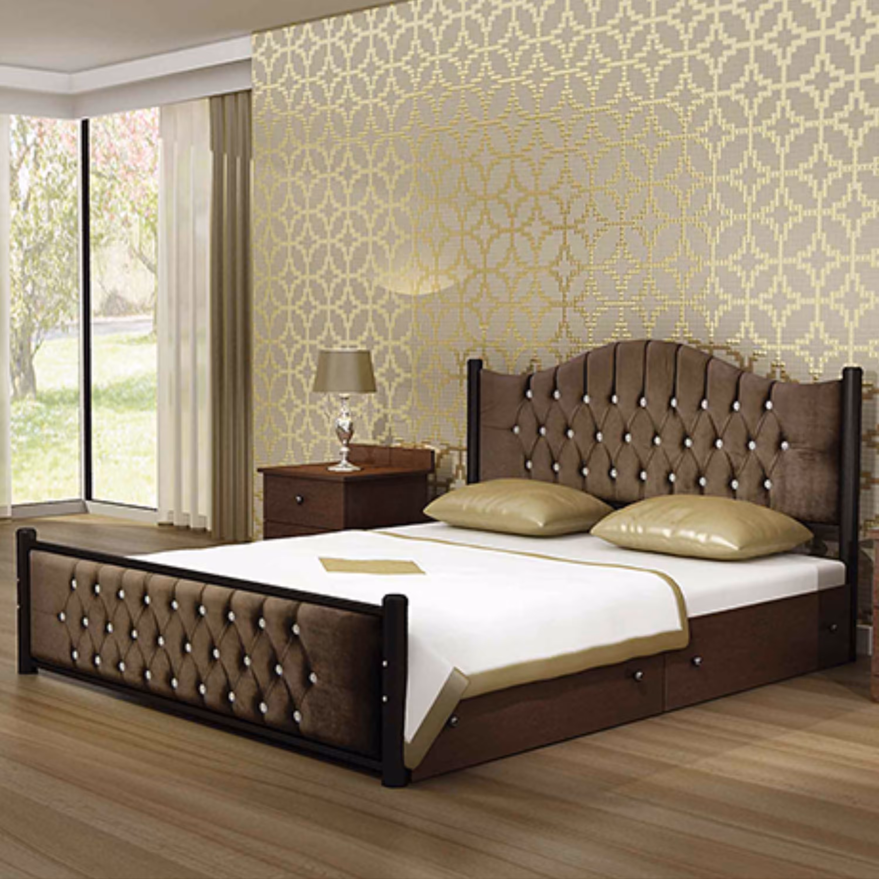 تخت خواب دو نفره چستر مدل راما با کشو بدون تشک (پرداخت کرایه پس از تحویل)