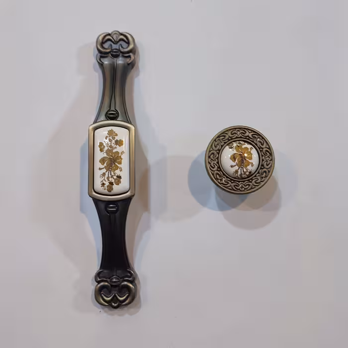 دستگیره کابینت زیتونی ست 12.8cm و تک پیچ