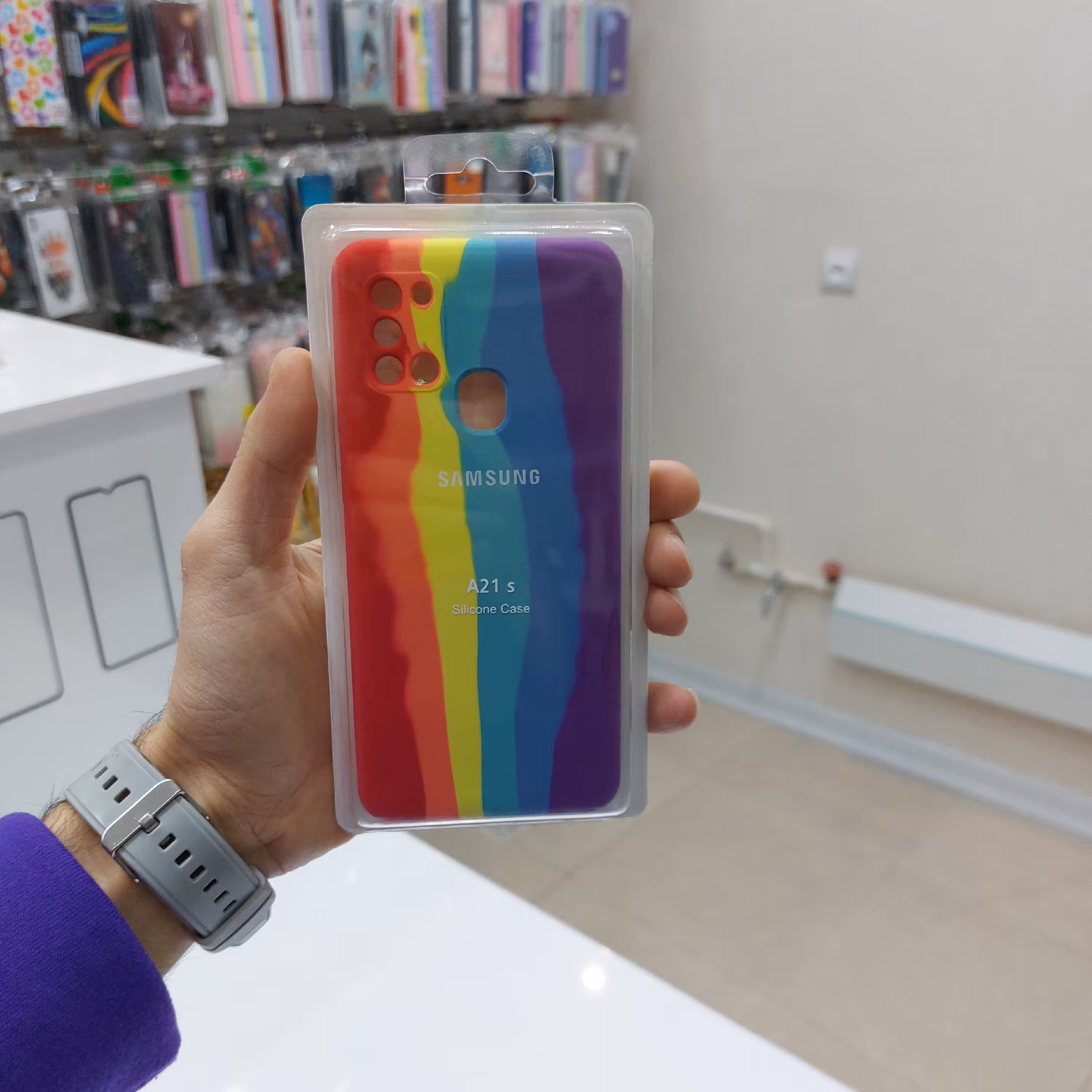 گارد و قاب سیلیکونی آبرنگی اورجینال پاک کنی پک پلمپ مناسب برای گوشی A21s