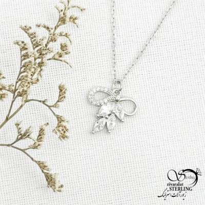 گردنبند نقره طرح بینهایت گل دار کد 13661