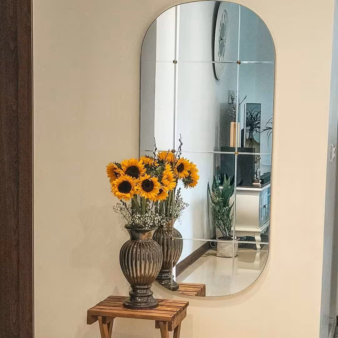 آینه دوسر گرد طرح آینه کاری ابعاد 45×80