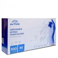 دستکش نیتریل آبی اینتکو سایز مدیوم بسته 100 عددی