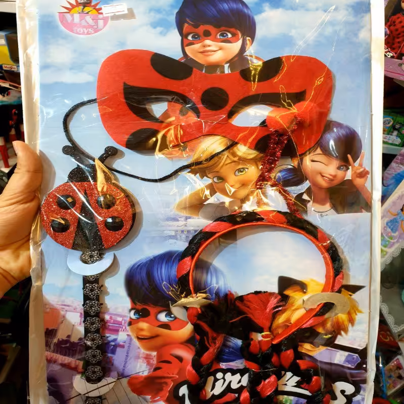 ست تل نقاب و عصا دختر کفشدوزکی  ارسال رایگان 