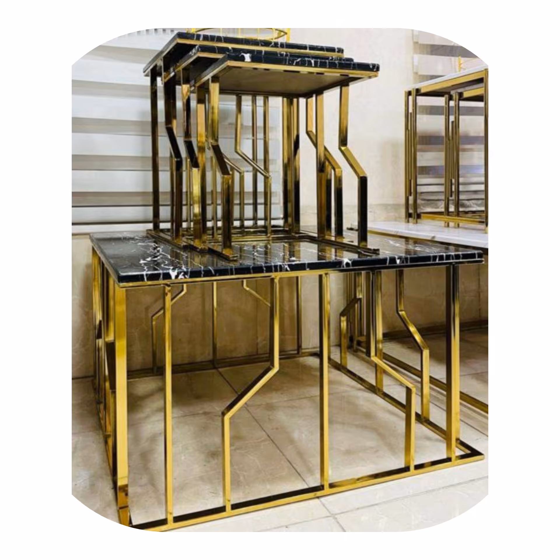 سرویس 5تیکه عسلی به همراه جلو مبلی زیبامدل شاخ گوزنی با 2جنس و 2رنگ