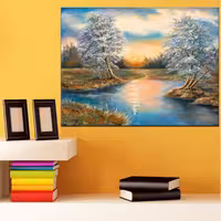 تابلو شاسی طرح نقاشی طبیعت کد 95 سایز 30x40 سانتیمتر