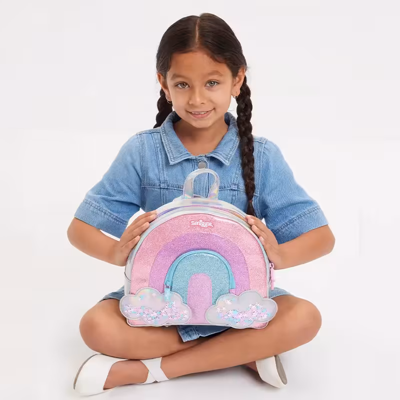 کوله پشتی مهدکودک اسمیگل مدل رنگین کمان صورتی کد 74027