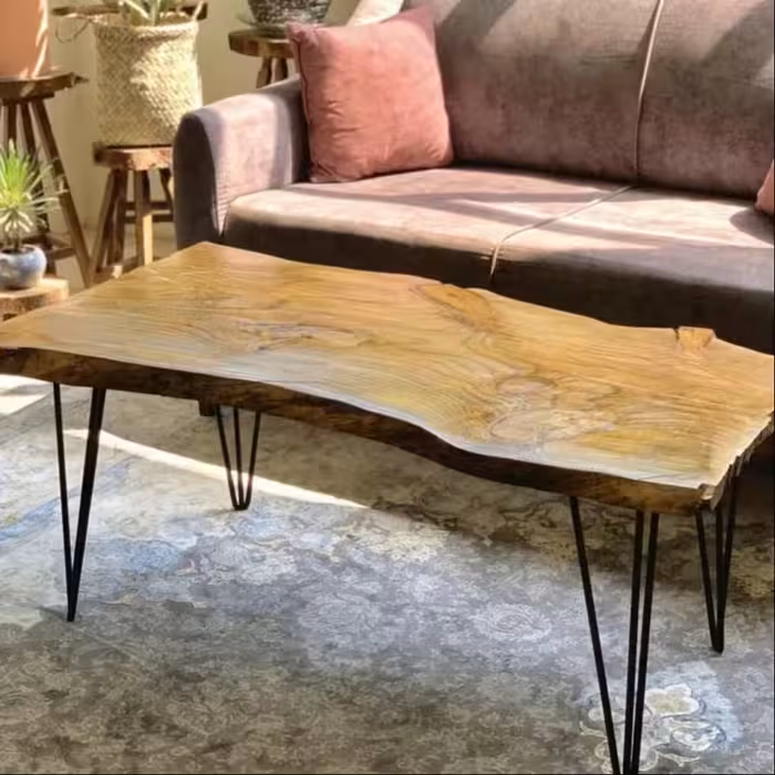 میز جلو مبلی رستیک ساخته شده از چوب طبیعی ارسال با باربری به سراسر کشور