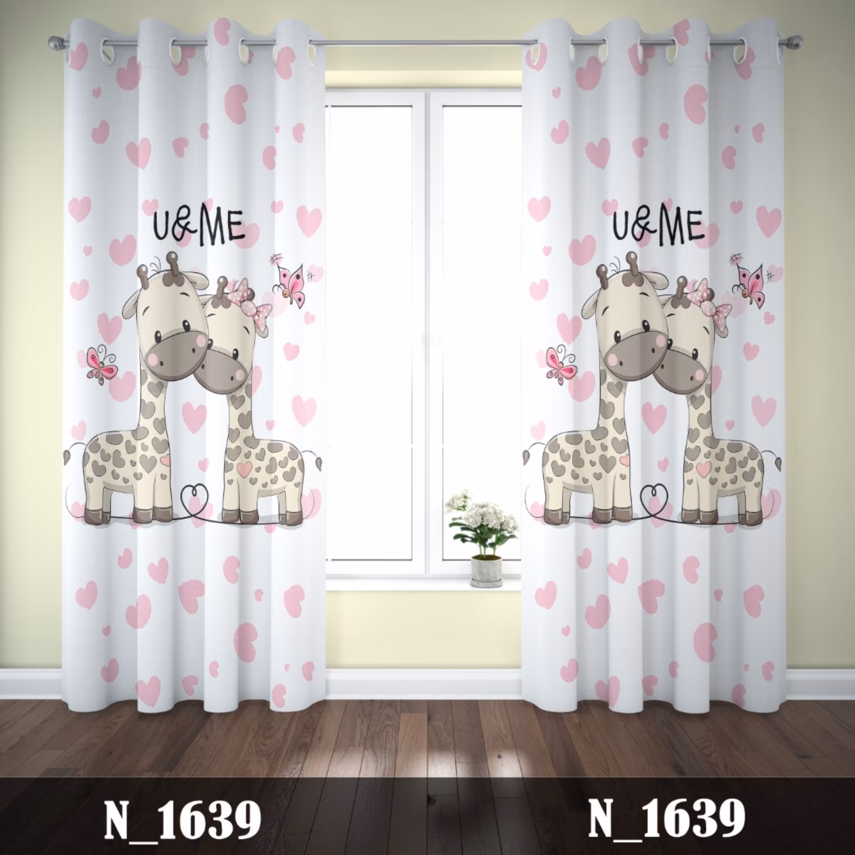 پرده چاپی پانچی جدید طرح زرافه های عاشق