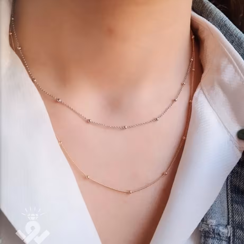 گردنبند زنانه ژوپینگ توپ توپی ریز ضد حساسیت و رنگ ثابت بسیتر ظریف و زیبا