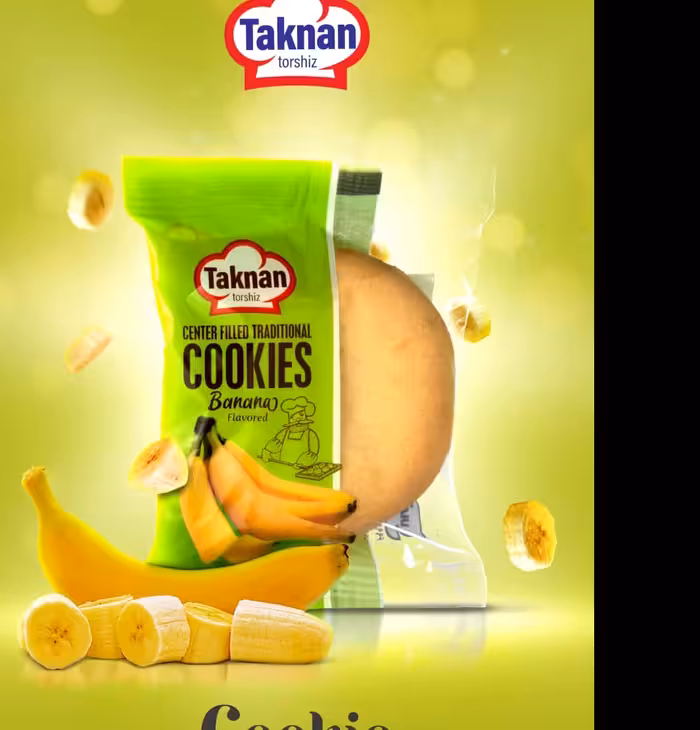 کلوچه 90 گرمی تکنان موزی بسته 20 جفتی