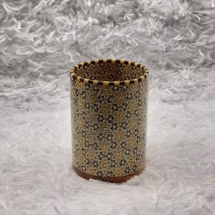 جا قلمی لیوانی گرد  بدون تاج  خاتم کاری(مدل پسته ایی)(گارانتی 120 ماهه)