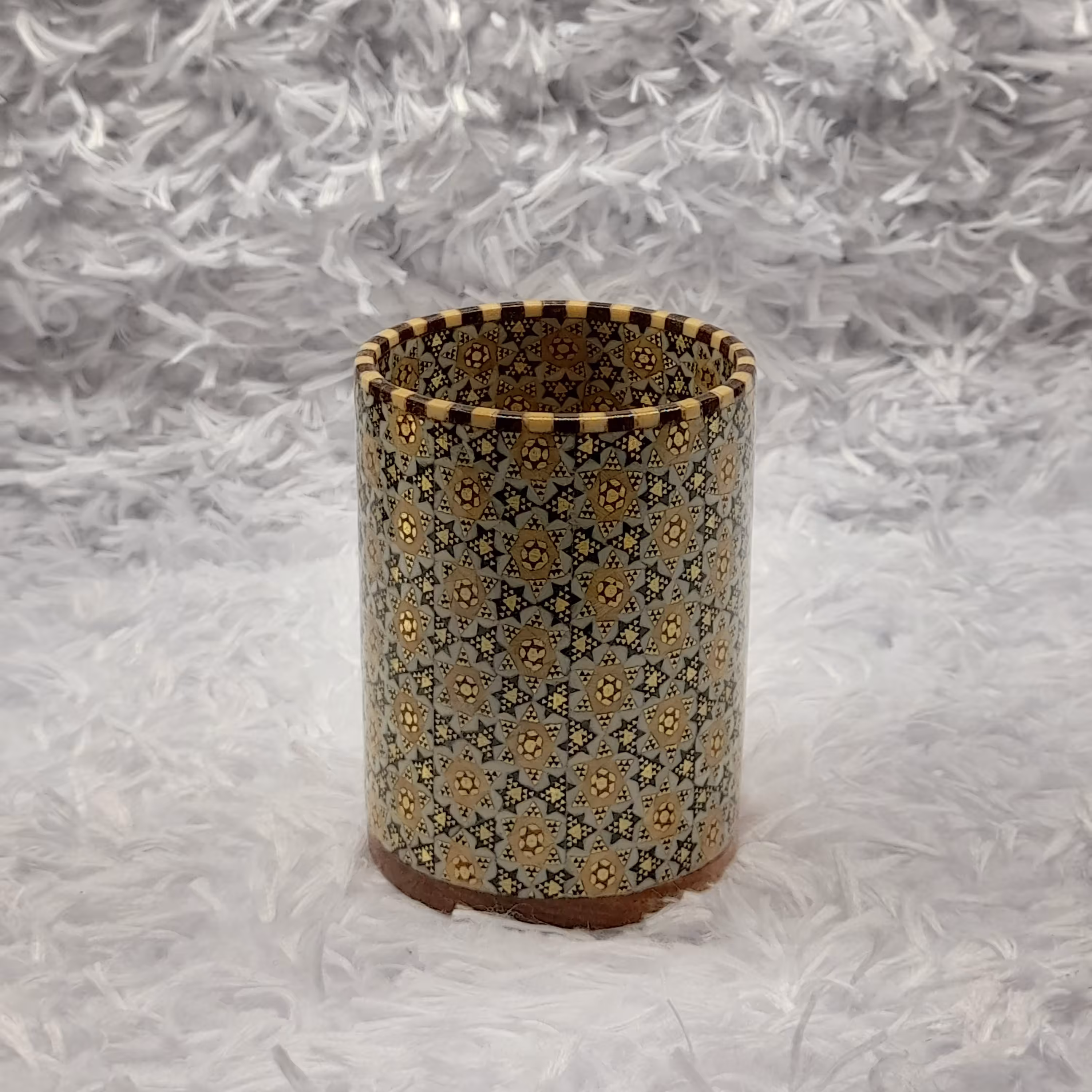 جا قلمی لیوانی گرد  بدون تاج  خاتم کاری(مدل پسته ایی)(گارانتی 120 ماهه)