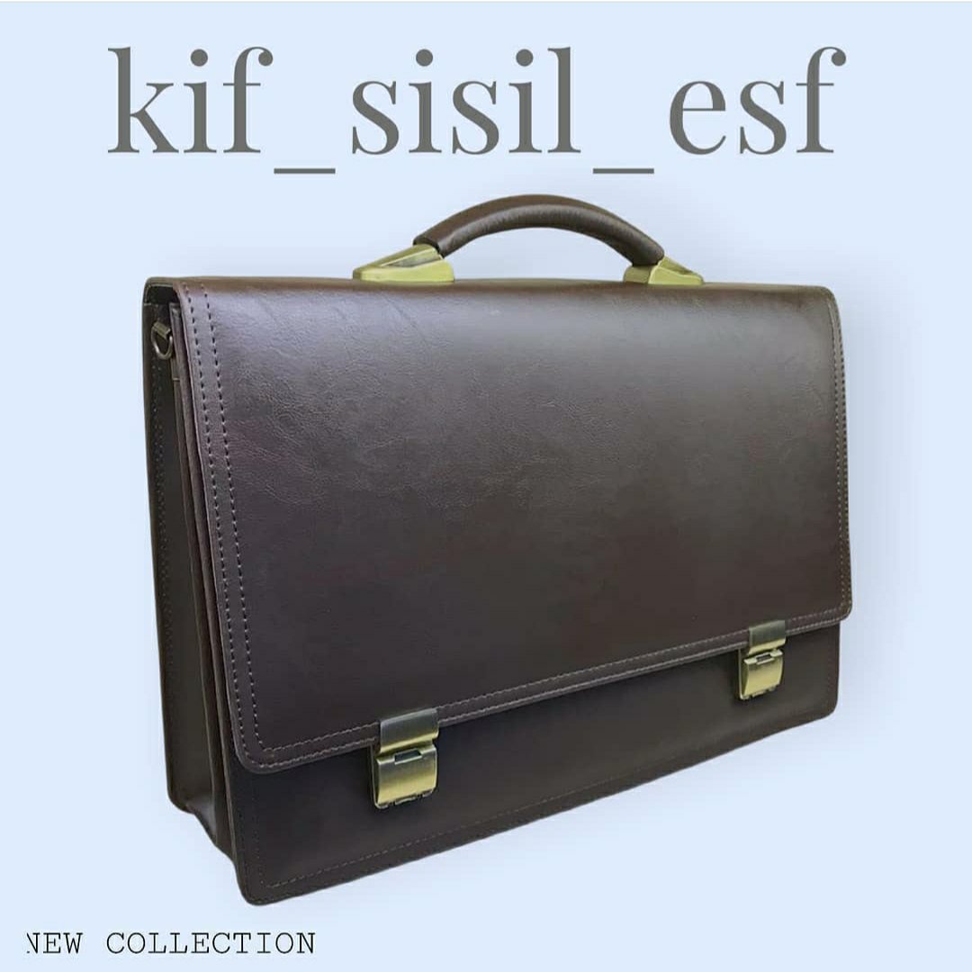 کیف اداری دوقفل دسته فَنَری _قهوه ای (مستقیم از تولیدی)