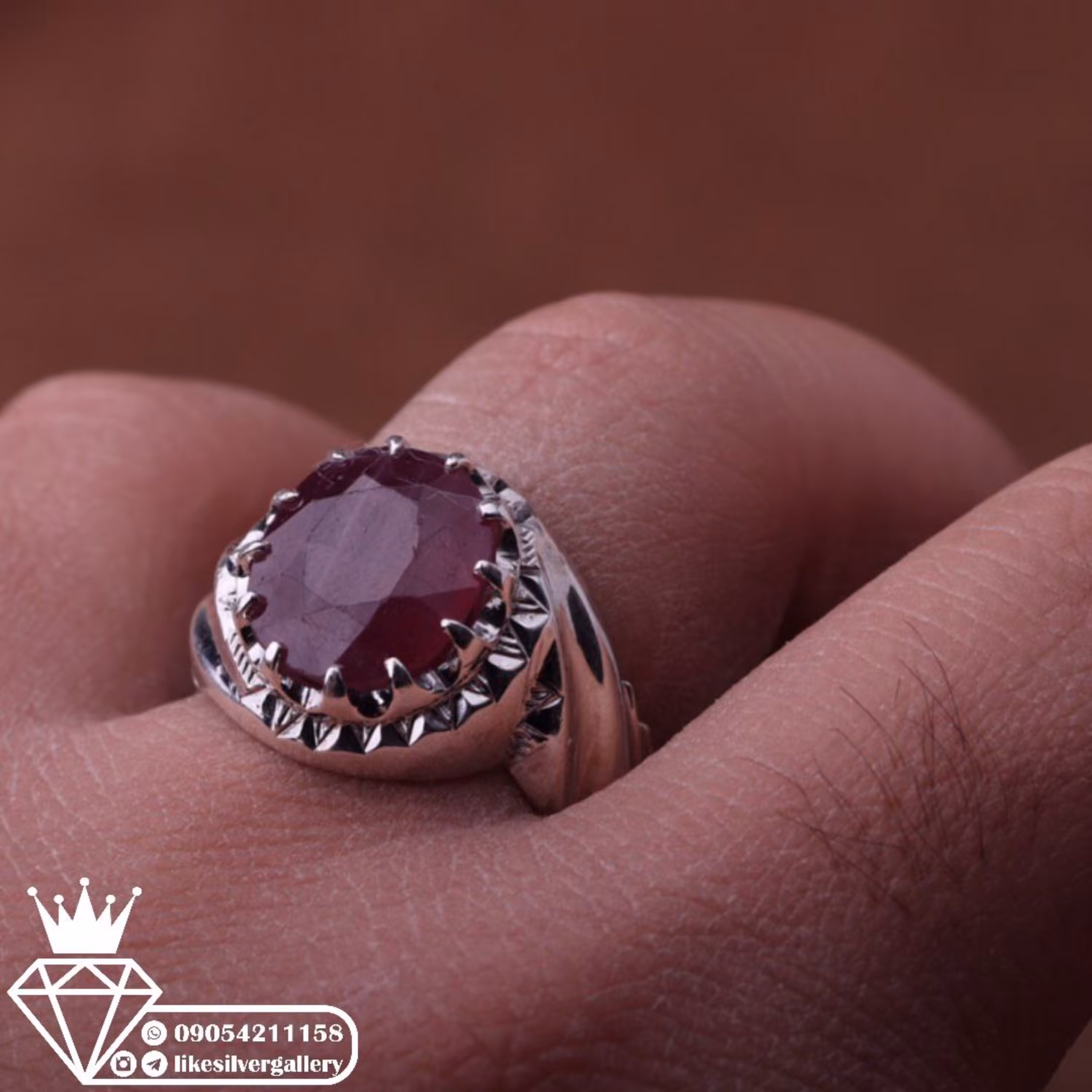 انگشتر یاقوت سرخ آفریقا رکاب دستساز روکش رادیوم ارسال رایگان