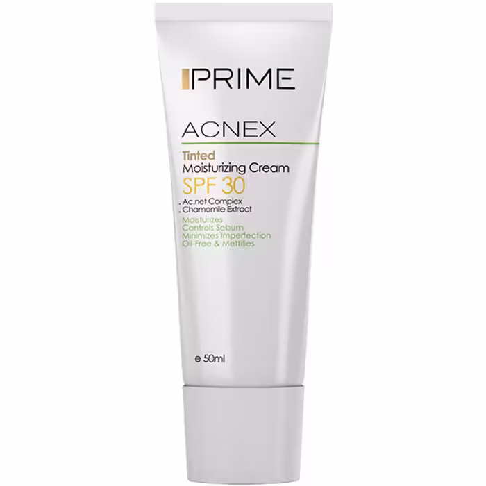 کرم ضد آفتاب و مرطوب کننده رنگی پریم مدل Acnex SPF 30 حجم 50 میلی لیتر