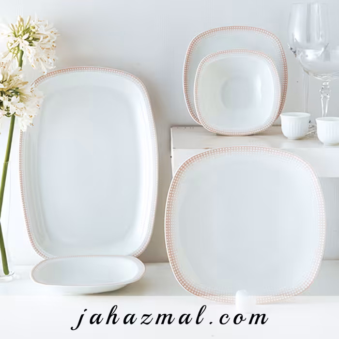 سرویس چینی زرین طرح مون بلان صورتی 27 پارچه