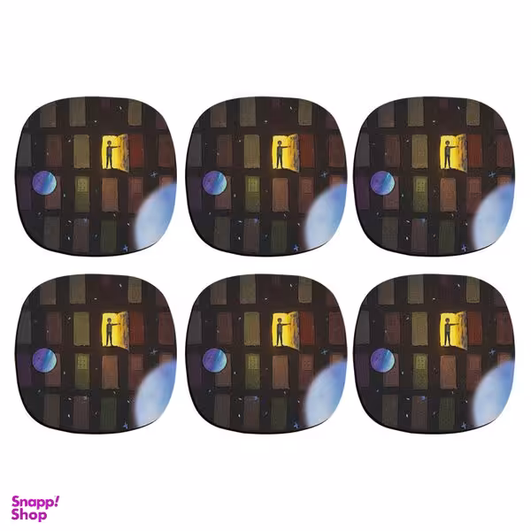 زیر لیوانی ترمه طراحان ایده مدل طرح دری به سیارات کد strm0670 بسته شش عددی