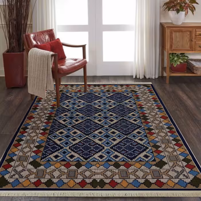 گلیم ماشینی (2.40-1.5)-هشت رنگ-طرح نیلوفر-به سفارش مشتری