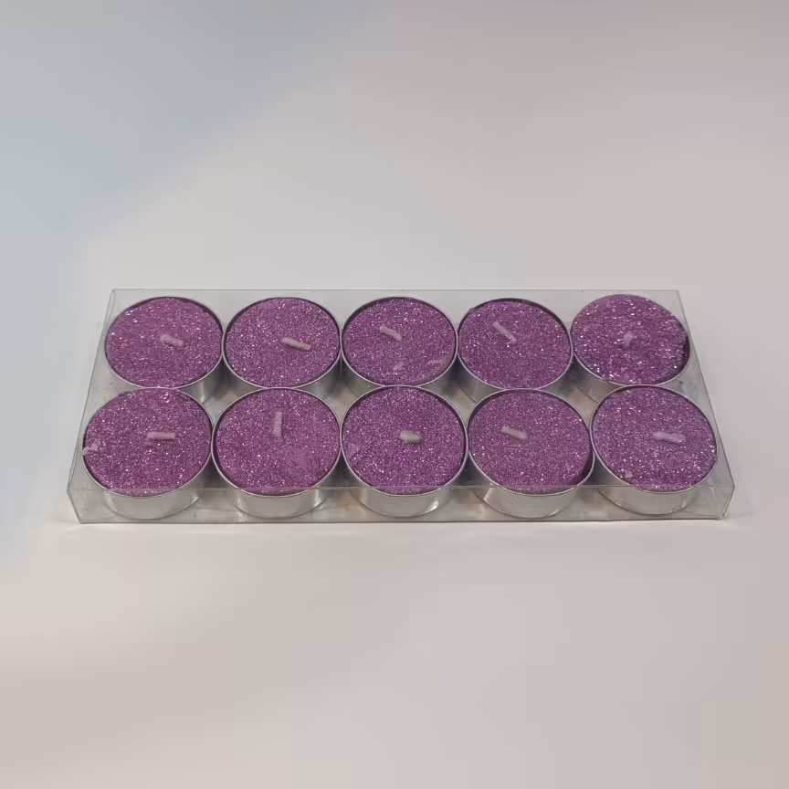 10 عدد شمع وارمر اکلیلی بنفش شاین براق گرد نسوز