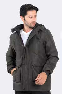 کاپشن سبز مردانه کت و هارلی خاکی ST22JE003 800 Slazenger