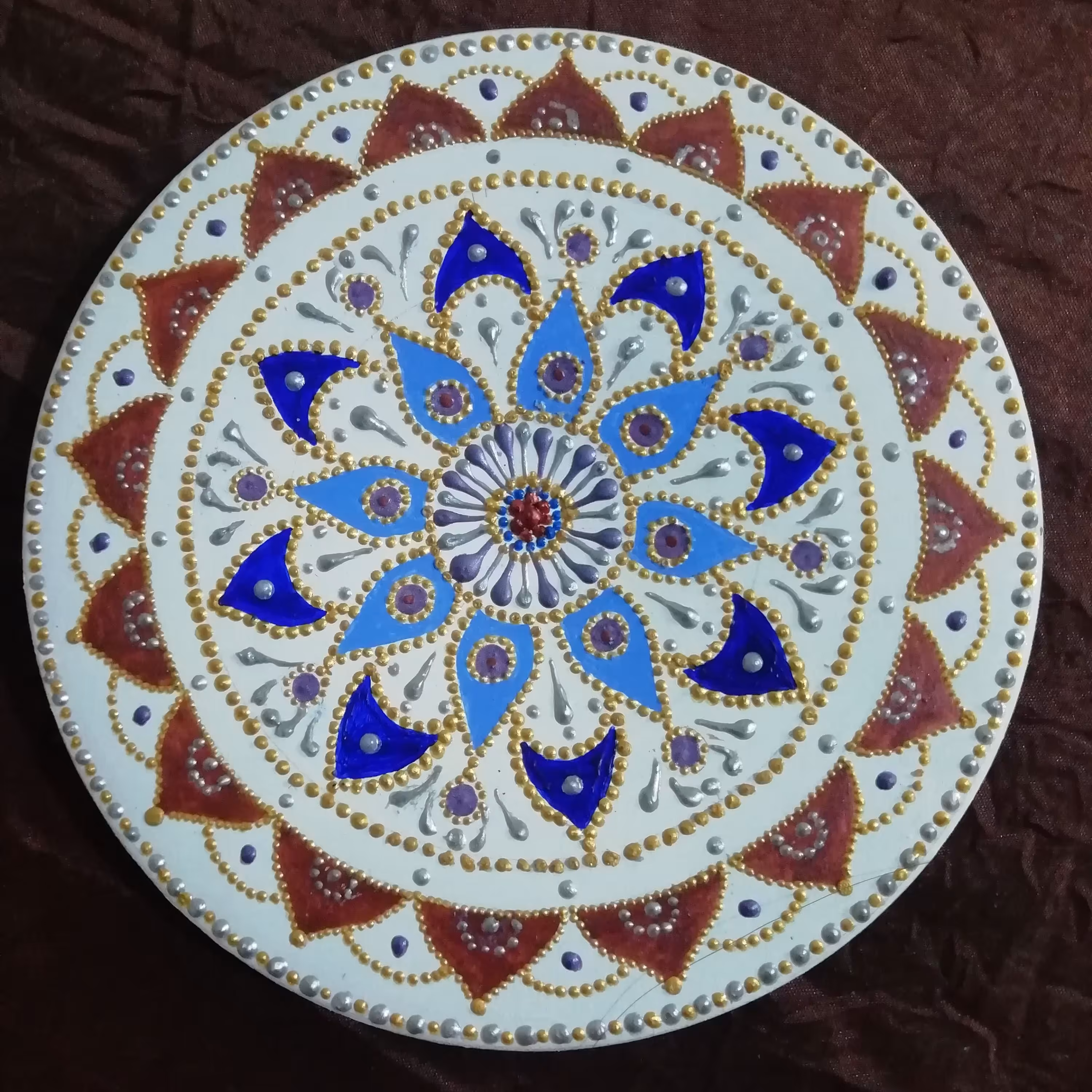 بشقاب سفالی هنر نقطه کوبی اندازه 15