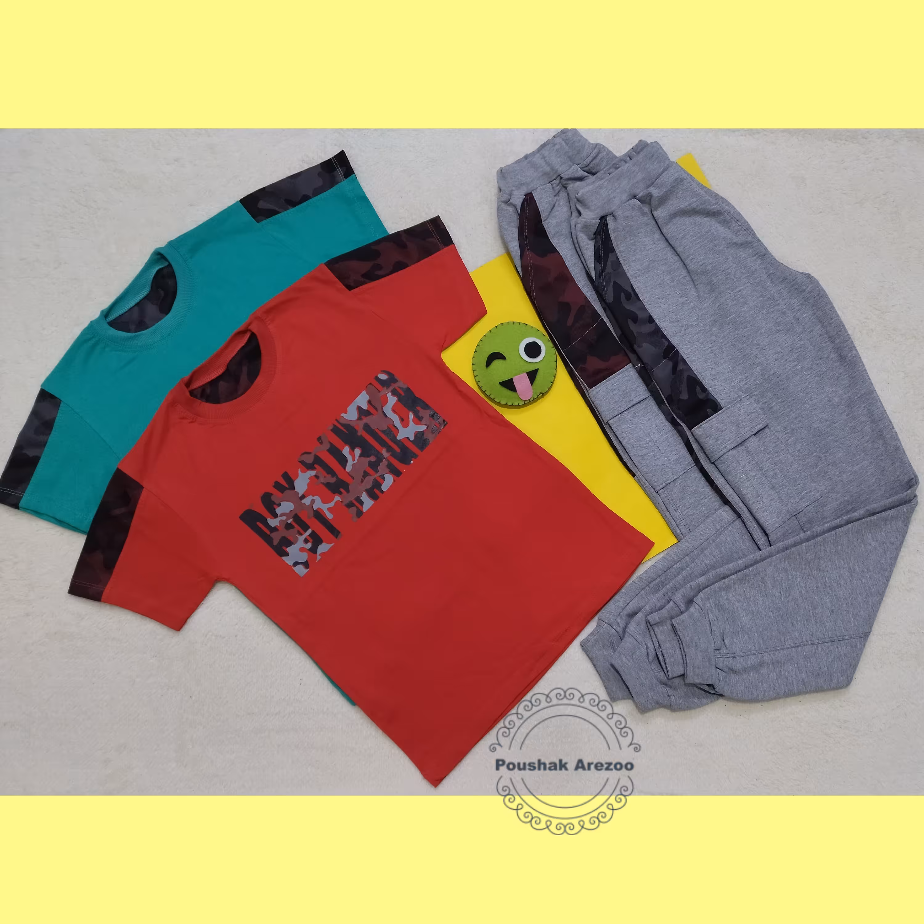 تیشرت شلوار پسرانه نخ پنبه .سایز 60 .2 رنگ زیبا 