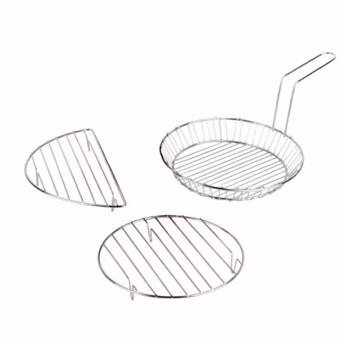 ست سه تکه توری بخار پز و سرخ کن استیل