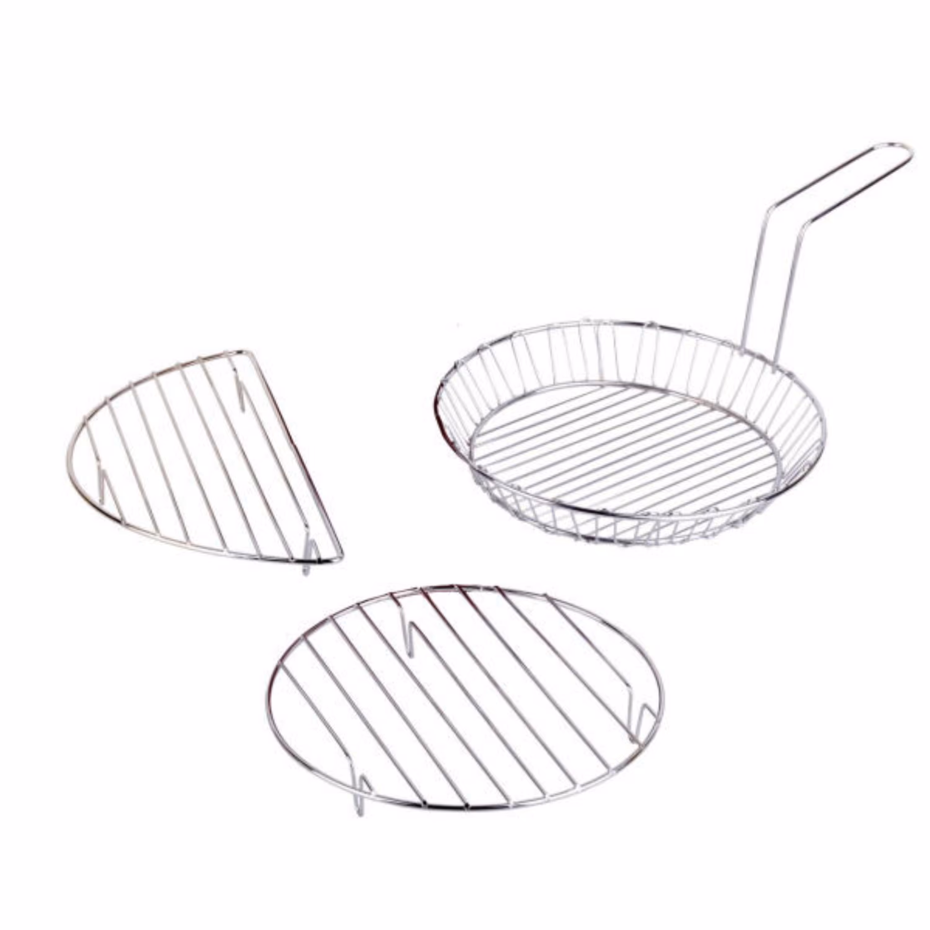 ست سه تکه توری بخار پز و سرخ کن استیل