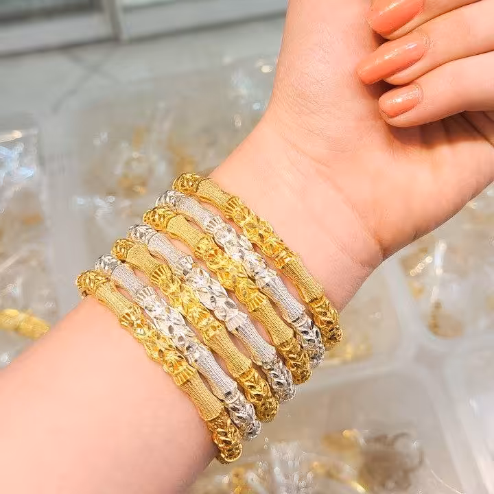 النگو نقره آبکاری طلا(پک دو عددی)