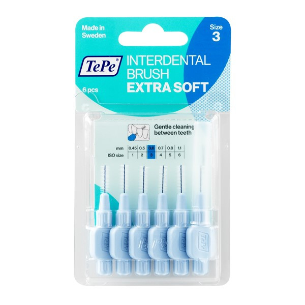 مسواک بین دندانی ته په مدل ExtraSoft با برس بسیار نرم سایز 3 بسته 6 عددی