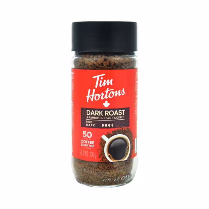 قهوه فوری تیم هورتون 100 گرم مدل دارک رست قوی اصلی 