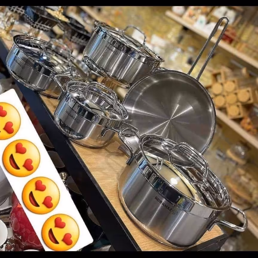 سرویس قابلمه 9 پارچه استیل کرکماز  طرح آلفا