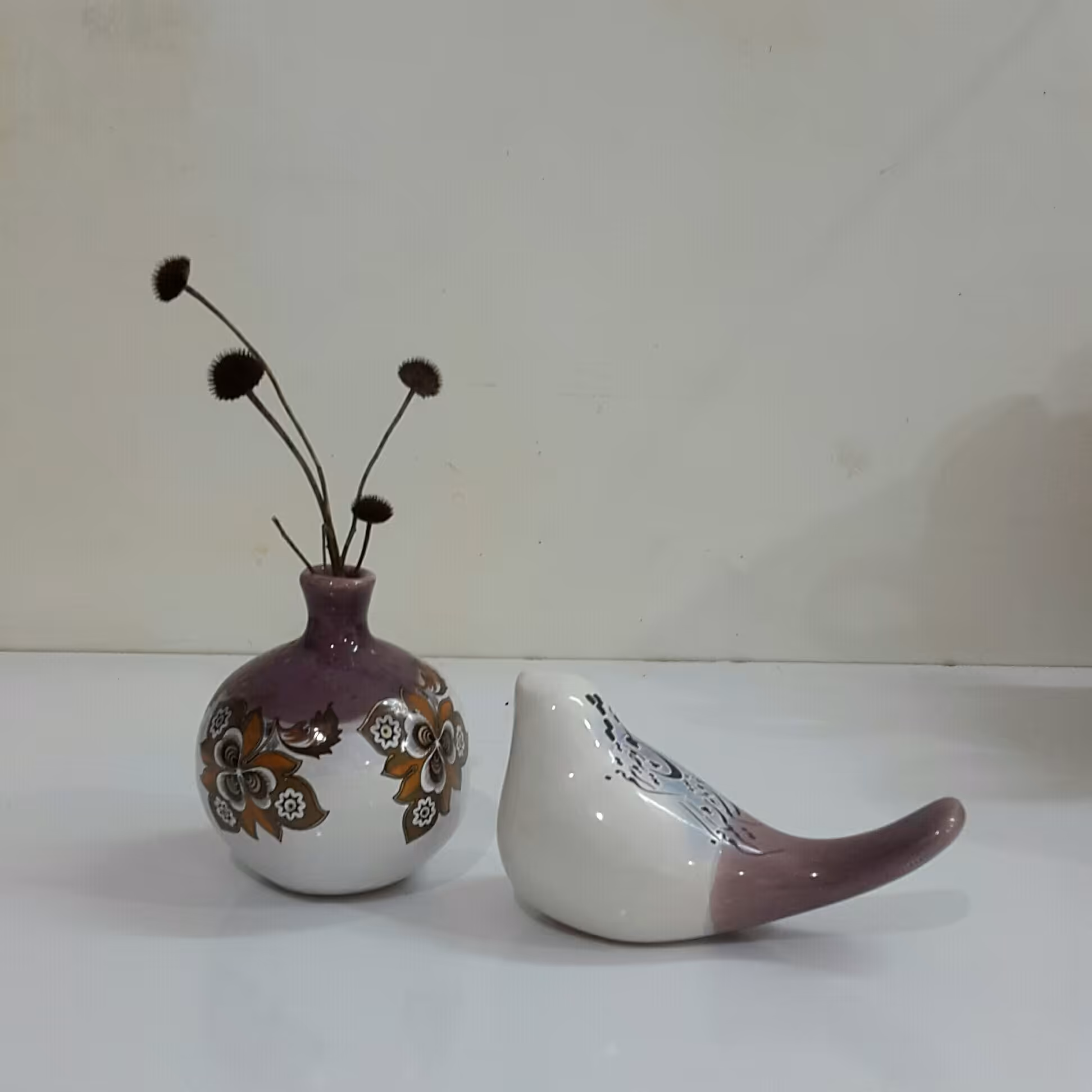 پرنده و انار (گلدان) سرامیکی کد 2