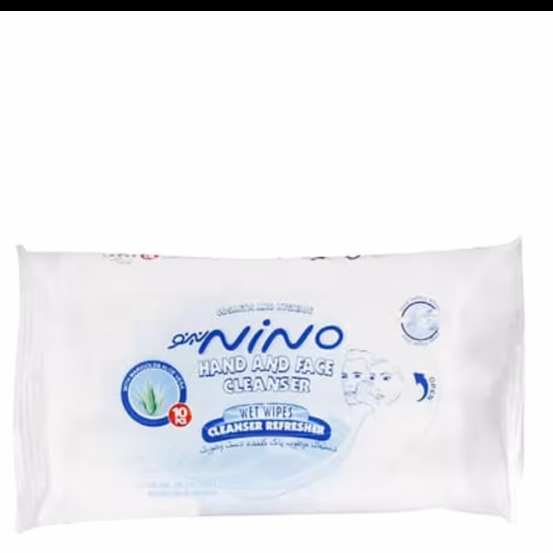دستمال مرطوب نینو پاک کننده دست و صورت (جیبی 10تایی) 