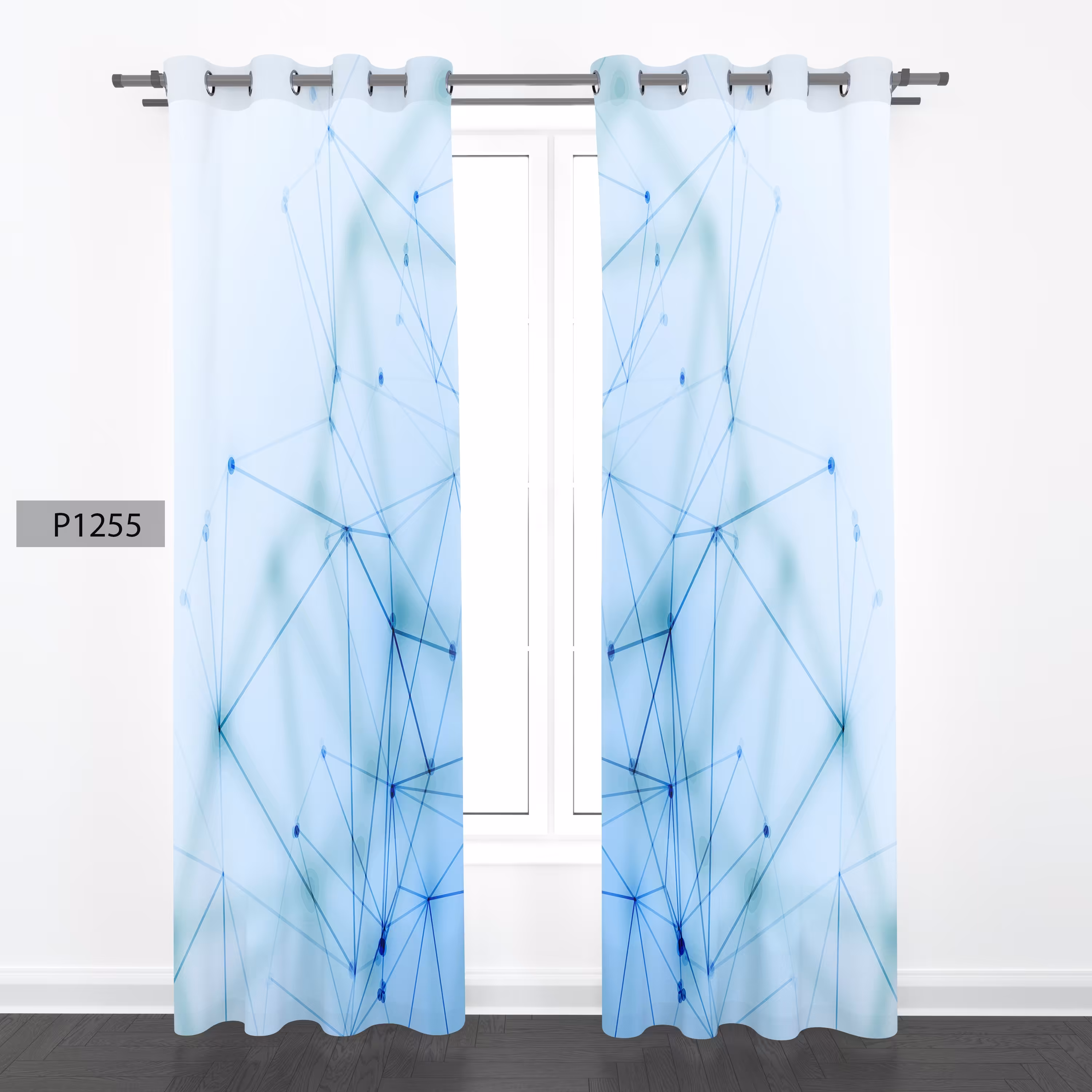 پرده هازان چاپی دوقواره دوخته شده پانچ شده هر قواره عرض 140ارتفاع 190 کد1255