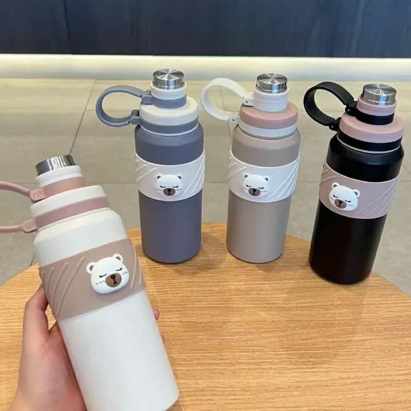 تراول ماگ وارداتی تدی نی دار و دهانه آسان نوش 600 ml سیلیکونی